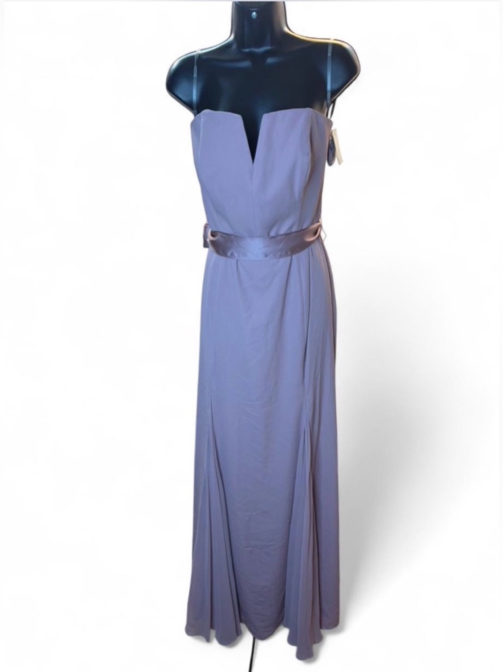 Lavender Strapless Evening Gown with Satin Waistband